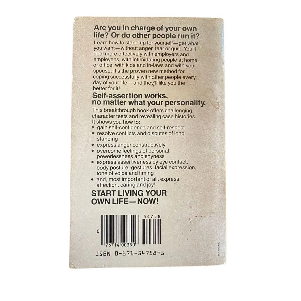 Stand Up Speak Out Talk Back The Key To Self Assertive Behavior Paperback Book